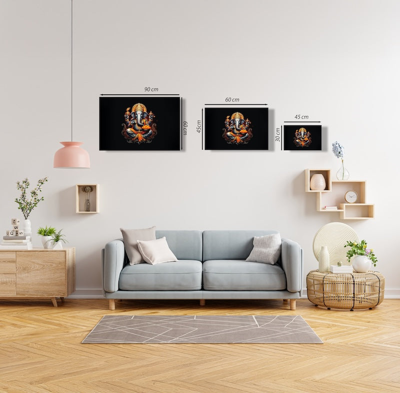 Lord Ganesha Canvas Wall Art – Hindu Spiritual Decor