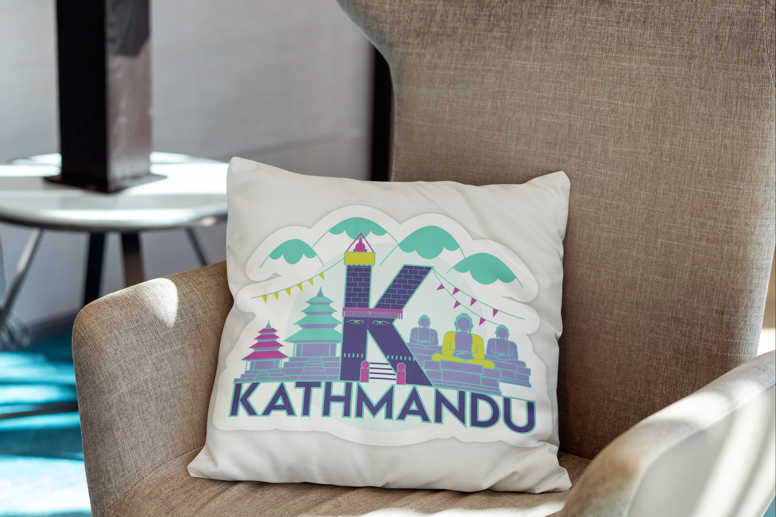 Vibrant Kathmandu/Nepal Landmark DTF Decorative Cushion