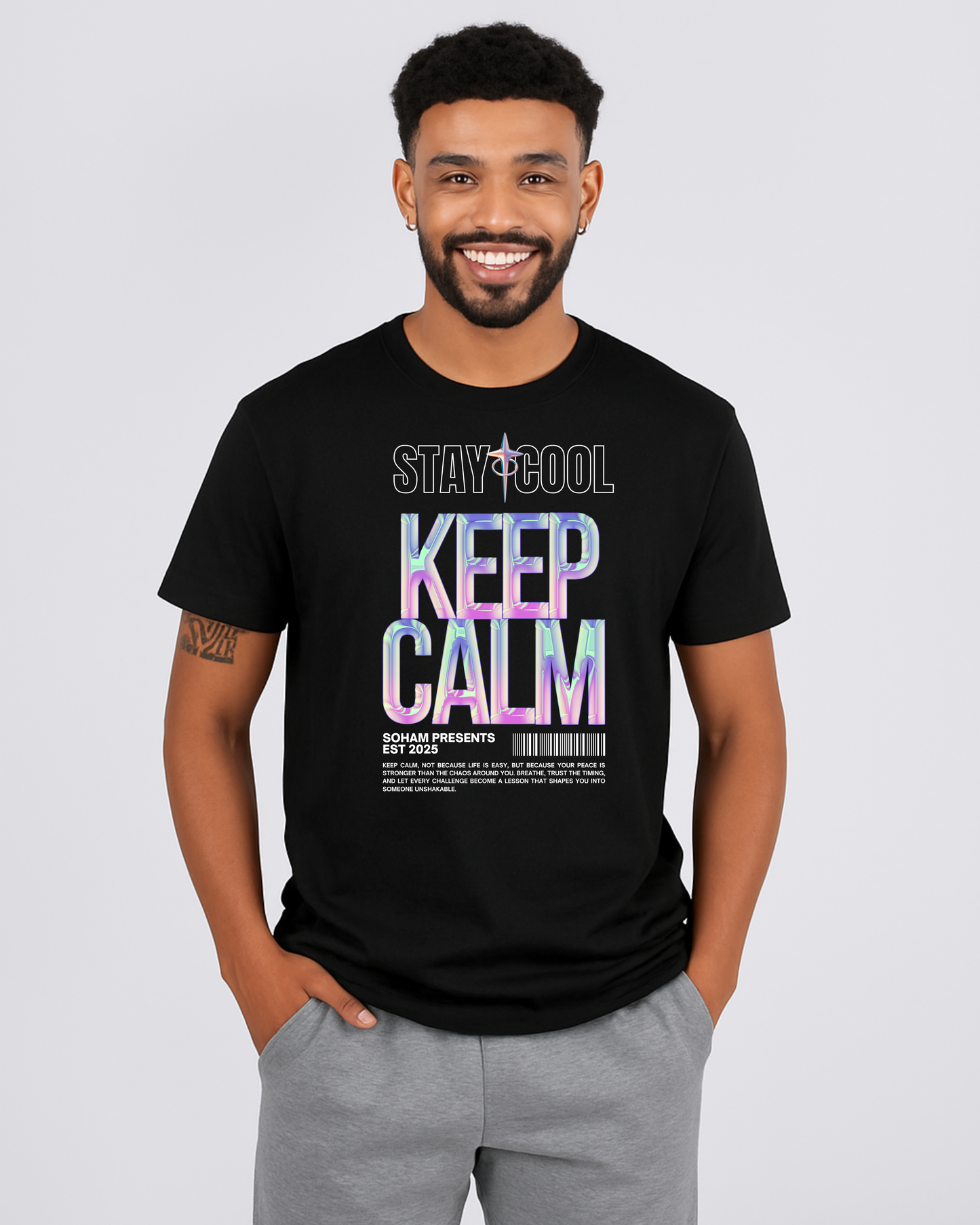 Holographic "Stay Cool Keep Calm" Urban DTF T-Shirt