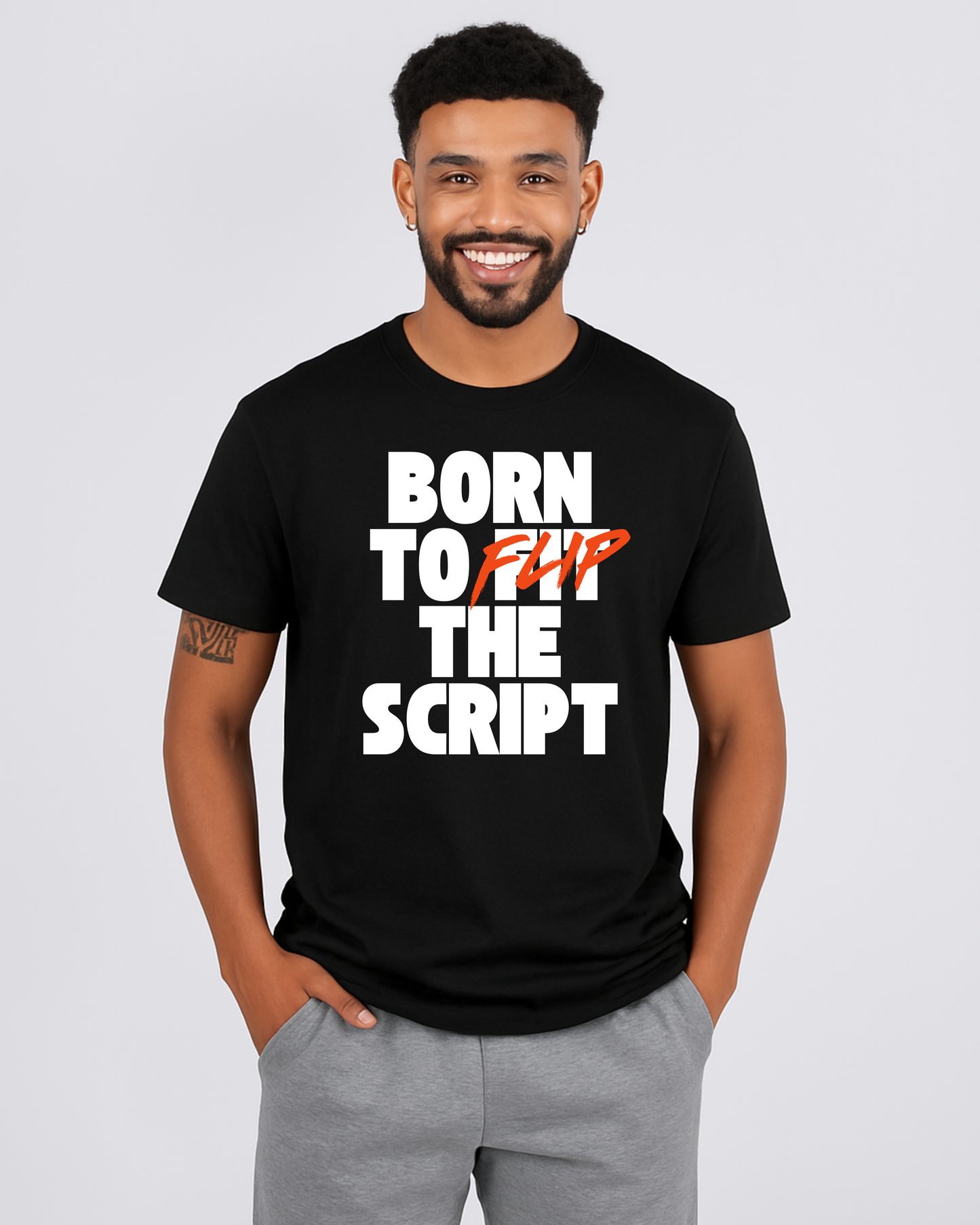 Bold "Born To Flip The Script" Statement DTF T-Shirt
