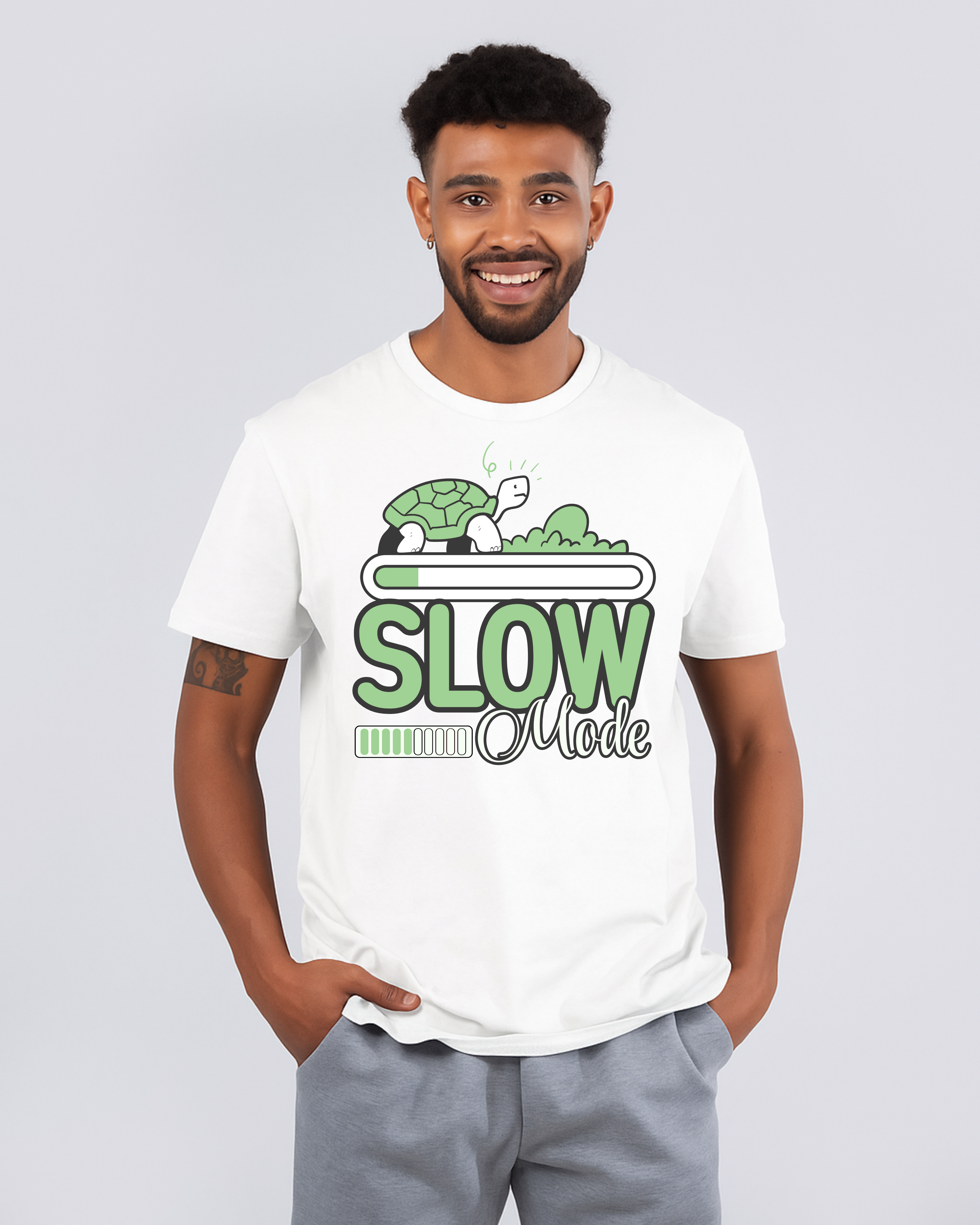 Comical "Slow Mode" Turtle Loading Bar DTF T-Shirt