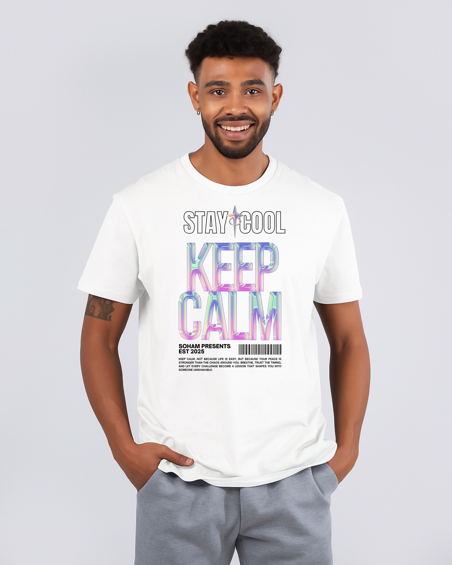 Holographic "Stay Cool Keep Calm" Urban DTF T-Shirt