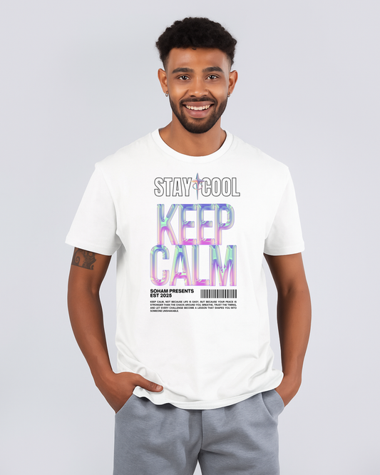 Holographic "Stay Cool Keep Calm" Urban DTF T-Shirt