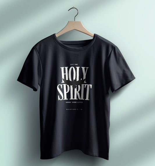 "Holy Spirit" Christian Typographic on a Black T-Shirt