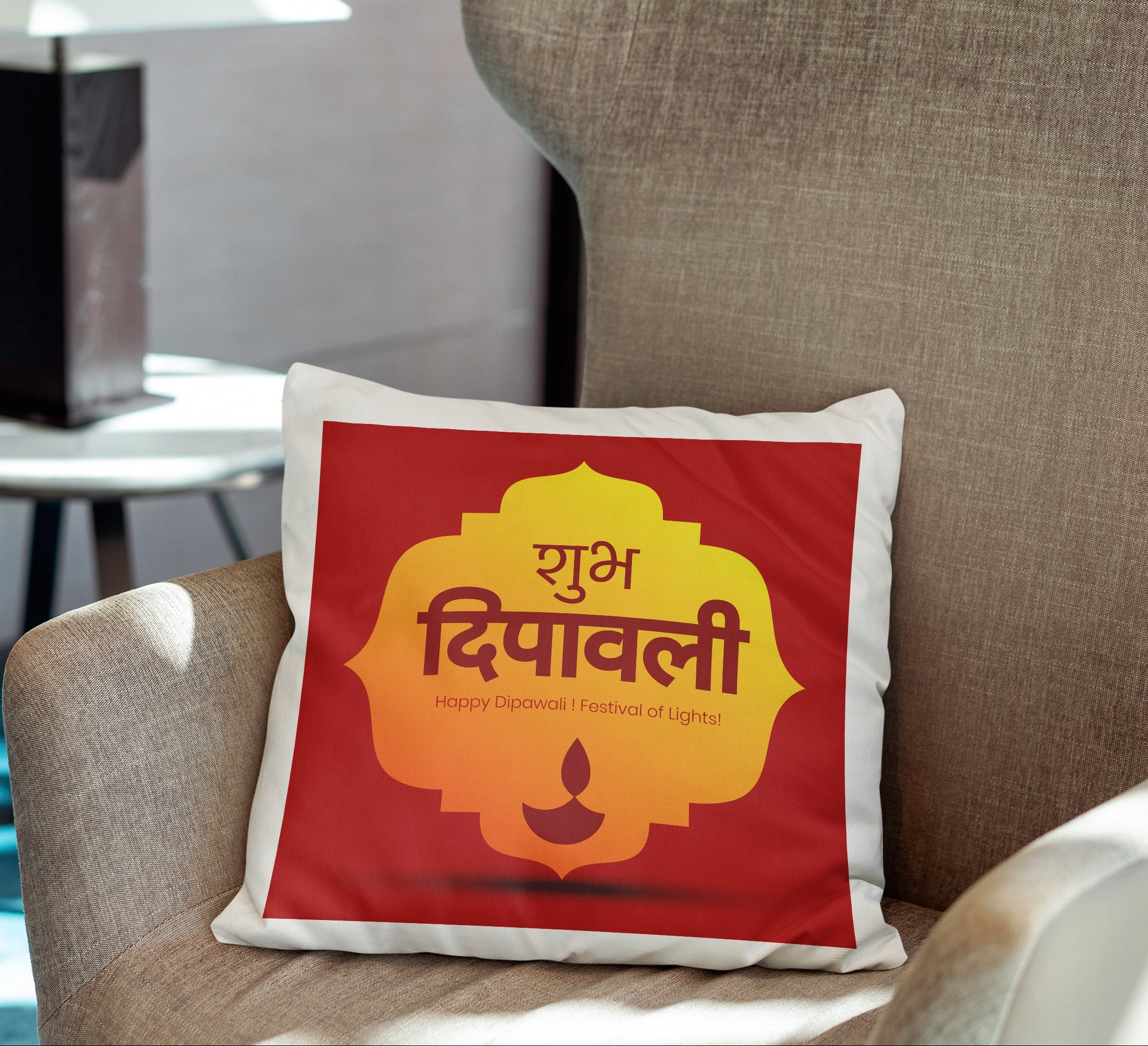 Shubh Dipawali (Happy Diwali) Festive Cushion