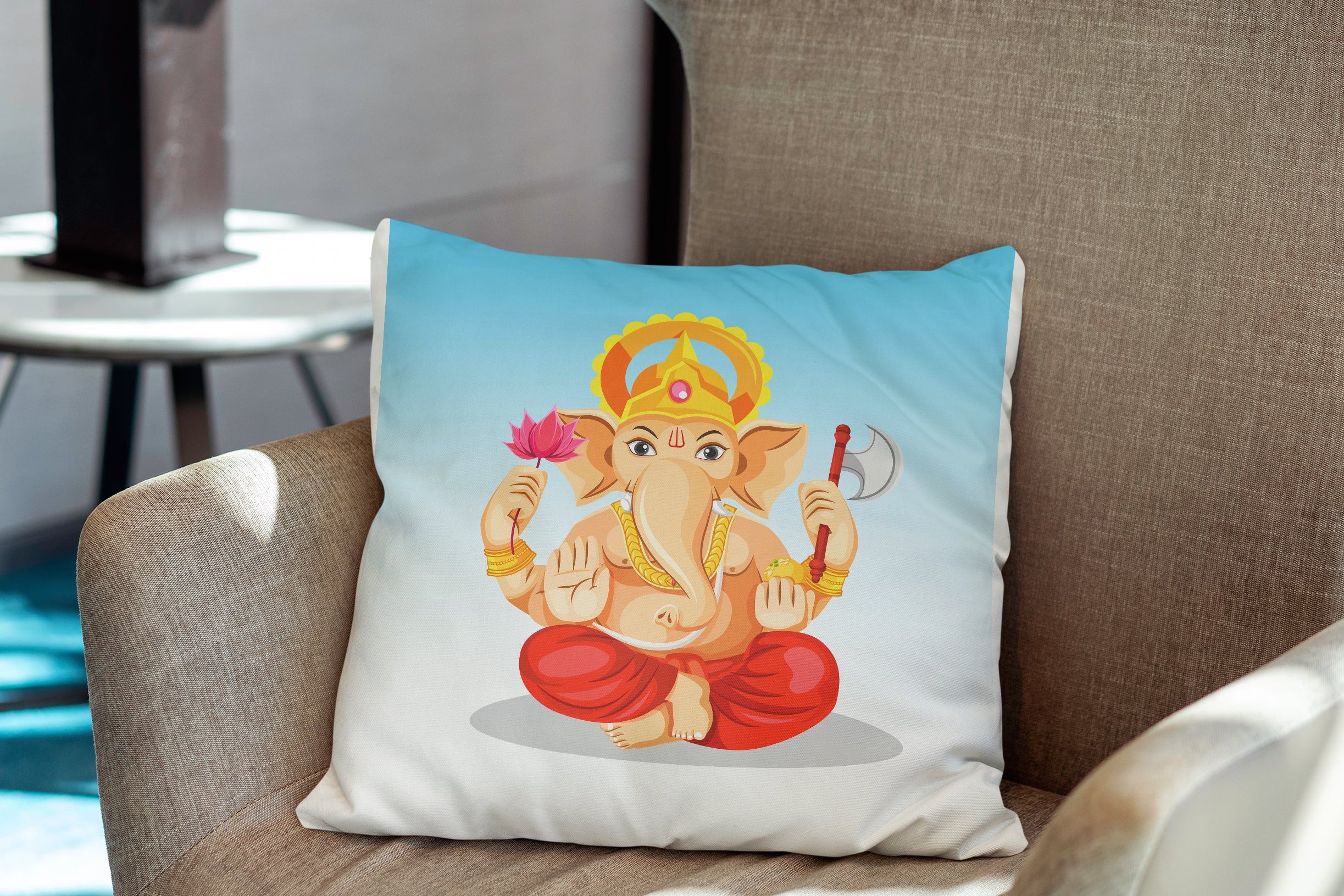 Lord Ganesha Digital Art Cushion