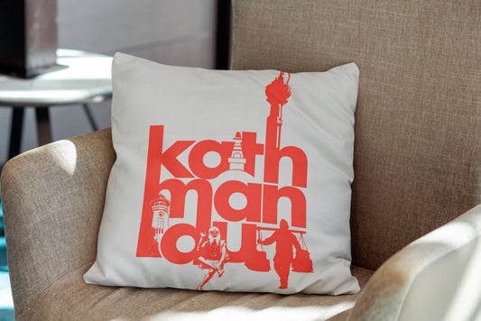 Kathmandu Cityscape Typography Cushion