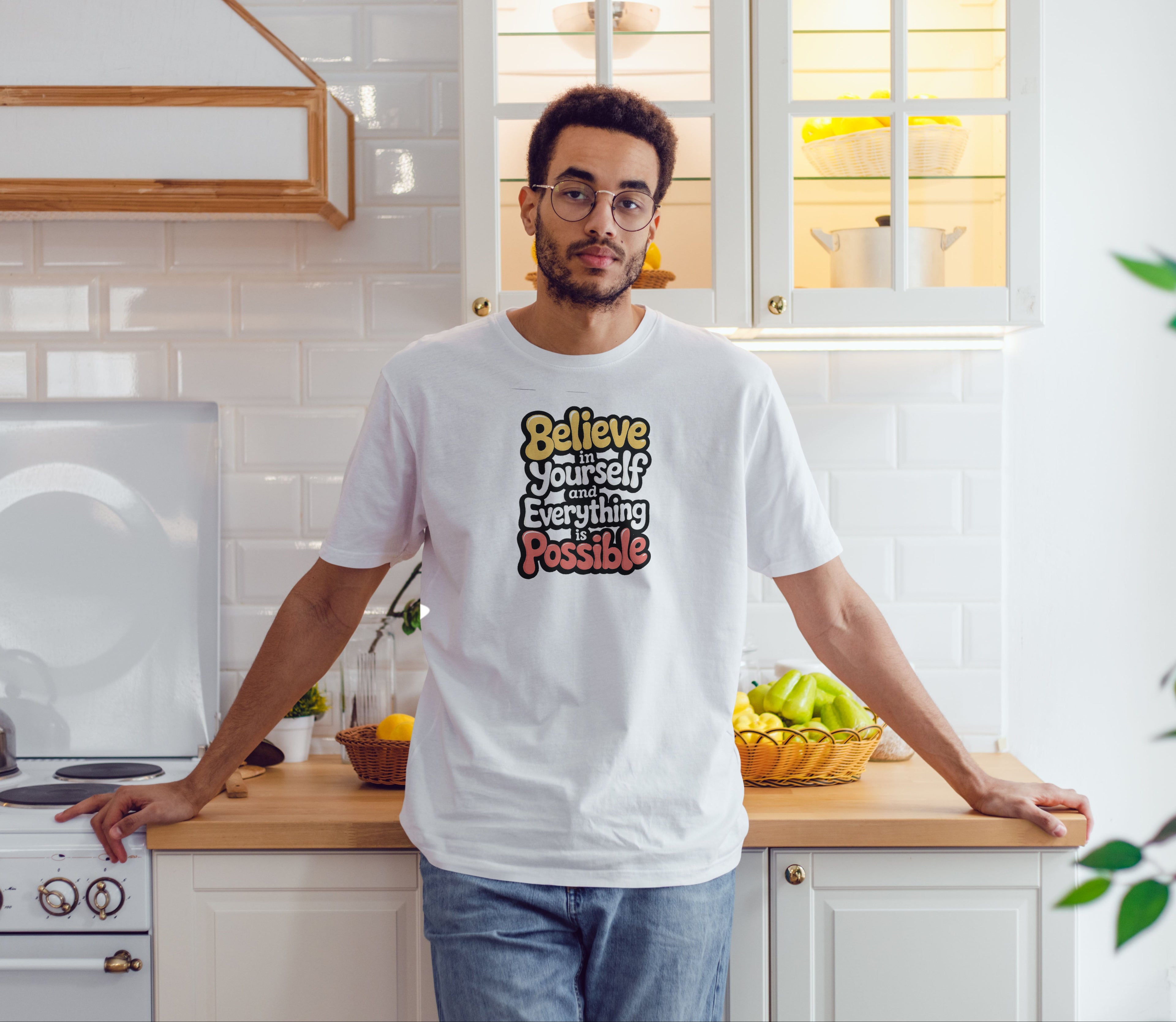 Inspirational Typography "Believe in Yourself" T-Shirt