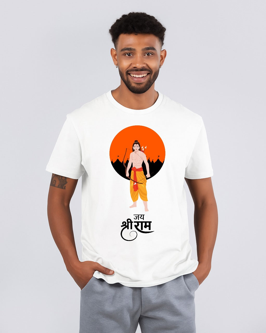T-Shirt with Lord Rama Silhouette Graphic