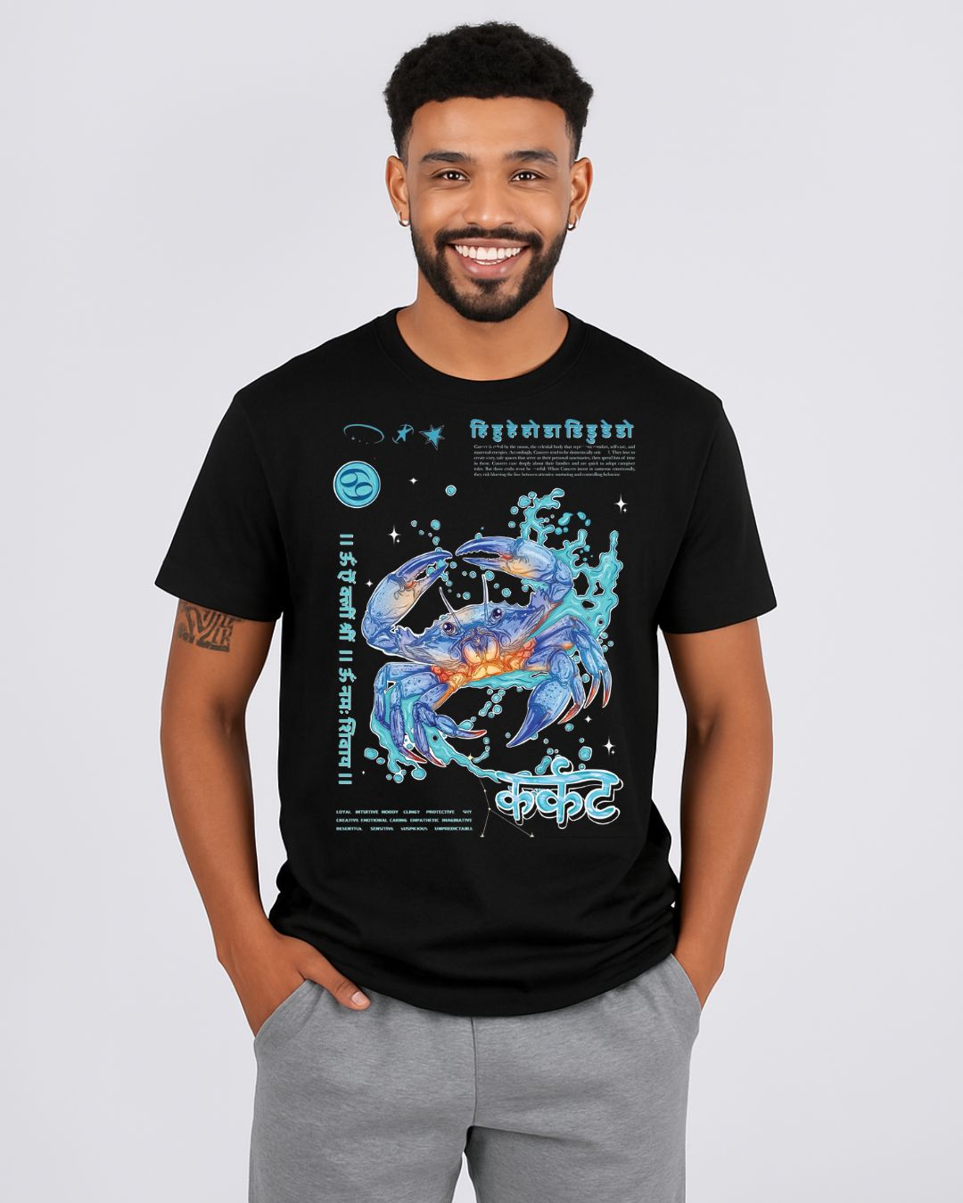 Black T-Shirt with Aqua-Themed (Karkat) Zodiac Graphic